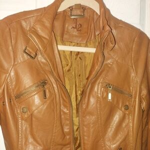 J2 faux leather jacket w/ medium junior size; camel brown color